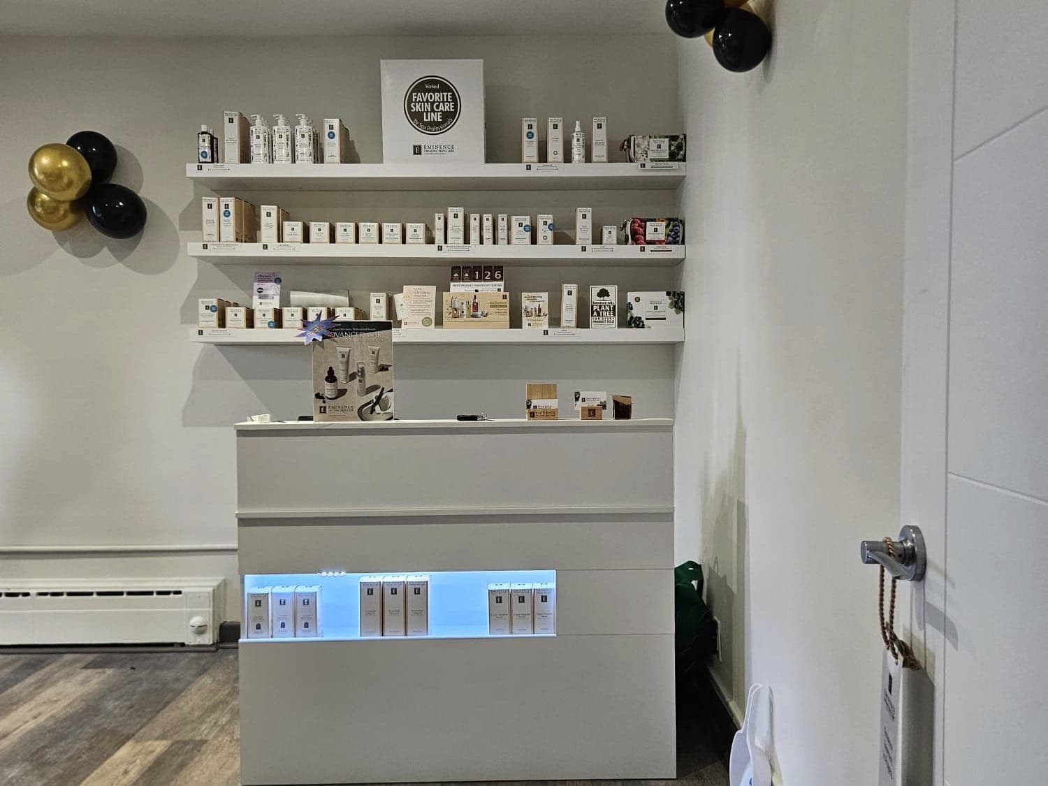 Inside the Harav studio on Pembina Highway — reception and retail shelves